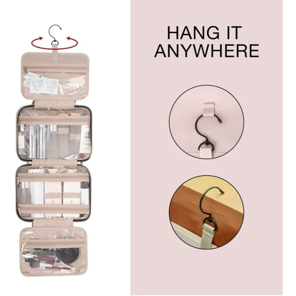 Toiletry/Travel Bag with Hanging Hook, Water-resistant Makeup Cosmetic Bag